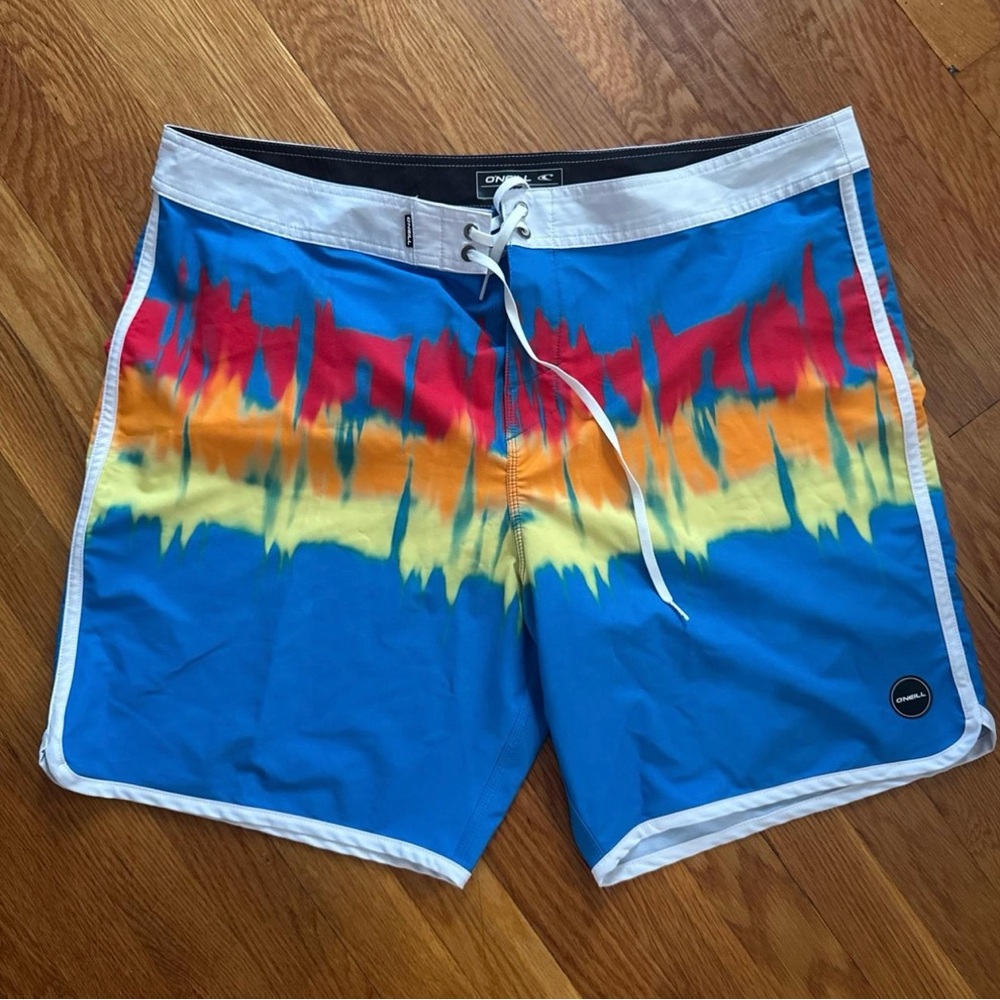 O'Neill Blue and Multi Color Tie Dye Board Shorts Quick-Dry Swimwear